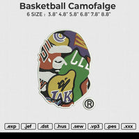Basketball Camofalge Embroidery File 6 size