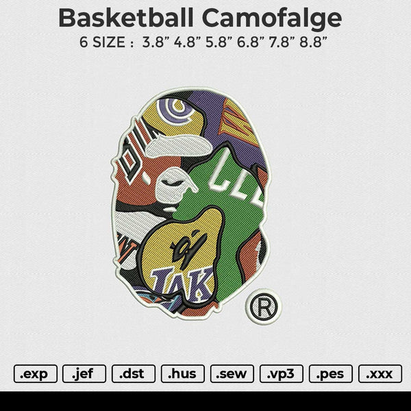Basketball Camofalge Embroidery File 6 size