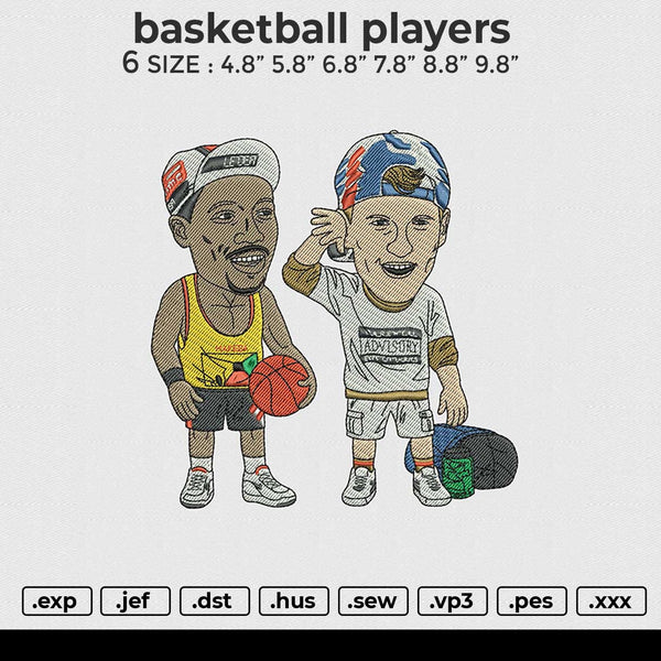 Basketball Players Embroidery File&nbsp;6 size
