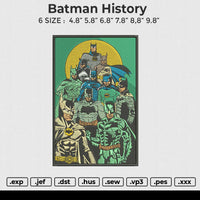 Batman History Embroidery File 6 size