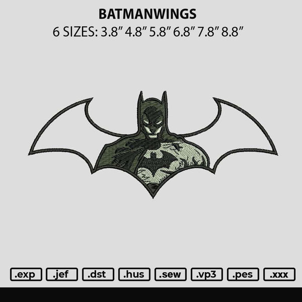 Batmanwings Embroidery File 6 sizes