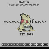 Bear1204 Embroidery File 6 sizes