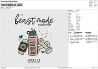 Beast mode Embroidery File 6 size