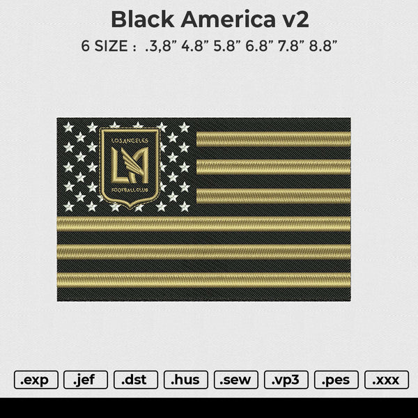 Black america v2 Embroidery File 6 size