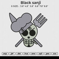 Black sanji Embroidery File 6 size