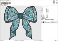 Blue Bow Embroidery File 6 size