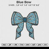 Blue Bow Embroidery File 6 size