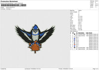 Blue jay bird Embroidery File 6 size