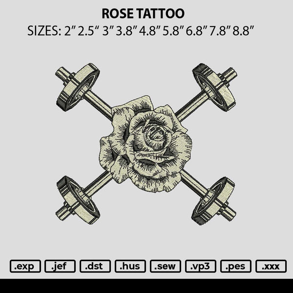 Rose Tattoo Embroidery File 6 sizes