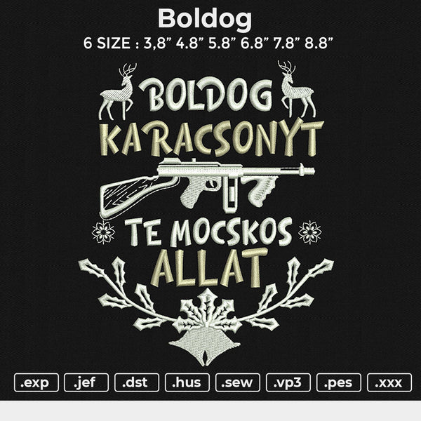 Boldog Embroidery File 6 size