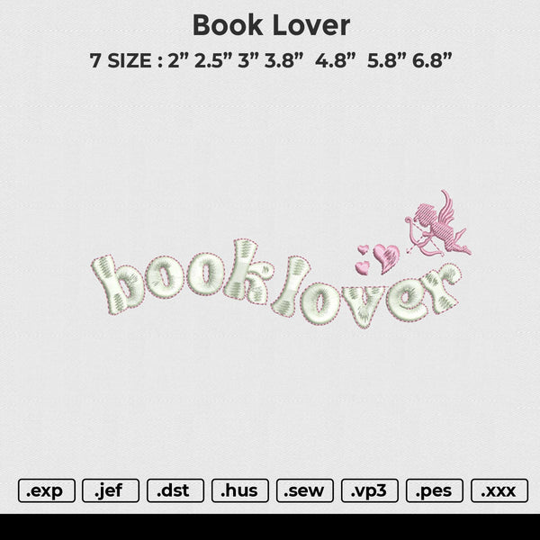 Book lover Embroidery File 6 size