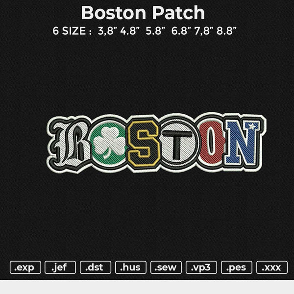 Boston patch Embroidery File 6 size