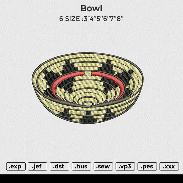 Bowl Embroidery File 6 size