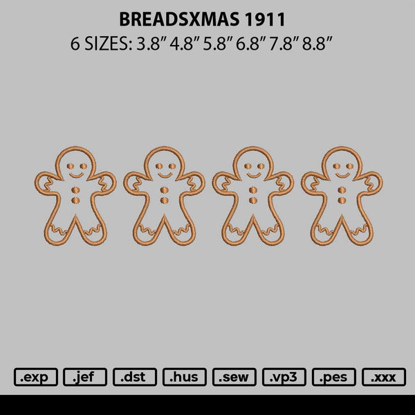 Breadsxmas 1911 Embroidery File 6 sizes