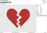 Break Heart Embroidery File 6 size