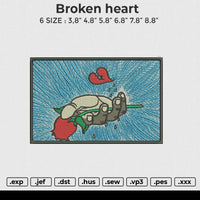 Broken Heart Embroidery File 6 size