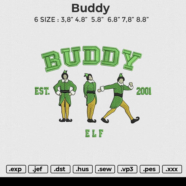 Buddy Embroidery File 6 size