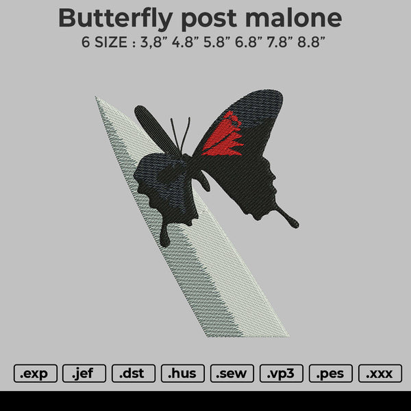 Butterfly post malone Embroidery File 6 size