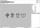 Cactus Outline Embroidery File 6 sizes