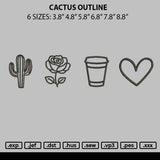 Cactus Outline Embroidery File 6 sizes