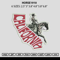 Horse1910 Embroidery File 6 sizes