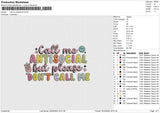 Call me antisocial Embroidery File 6 size