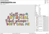 Call me antisocial Embroidery File 6 size