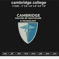 Cambridge College Embroidery File 6 size