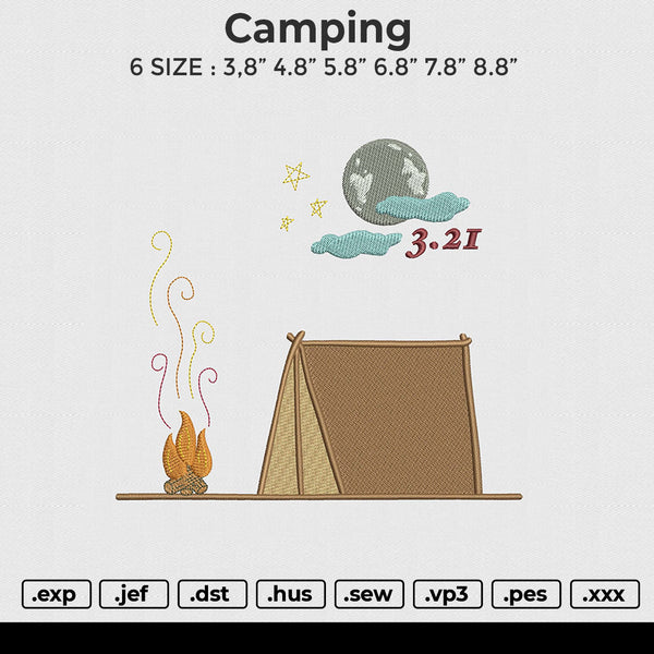 Camping Embroidery File 6 size