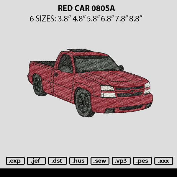 Red Car 0805a Embroidery File 6 sizes