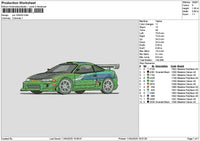 Green Car 1004 Embroidery File 6 sizes
