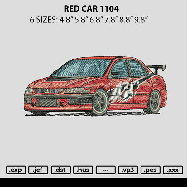 Red Car 1104 Embroidery File 6 sizes