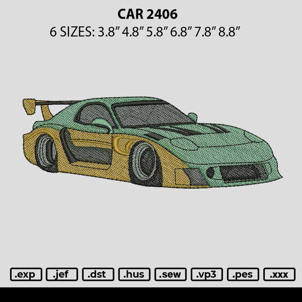Car 2406 Embroidery File 6 sizes