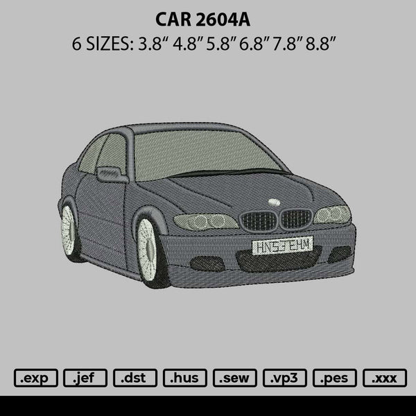Car 2604a Embroidery File 6 sizes
