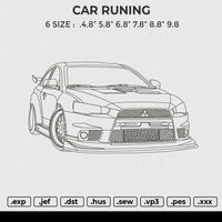 CAR RUNING Embroidery File 6 size