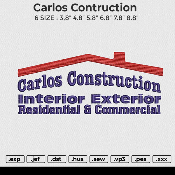 Carlos Contruction Embroidery File 6 size