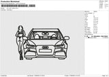 Car n Girl outline Embroidery File 6 size