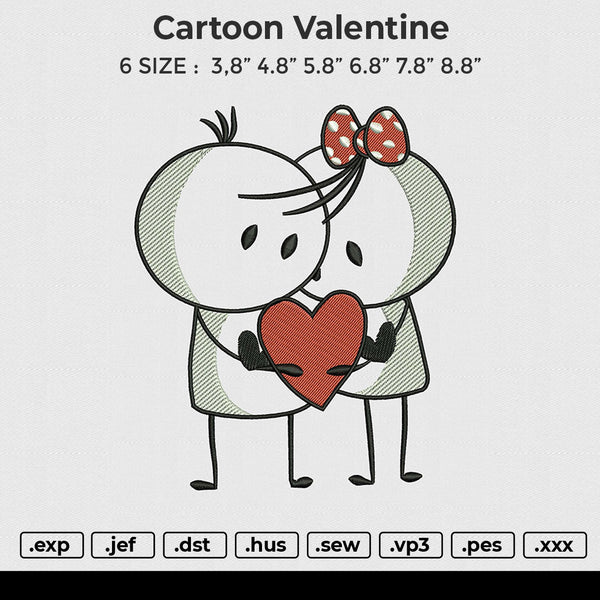 Cartoon Valentine Embroidery File 6 size