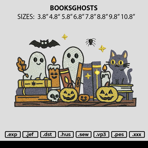 BooksGhosts Embroidery File 6 sizes