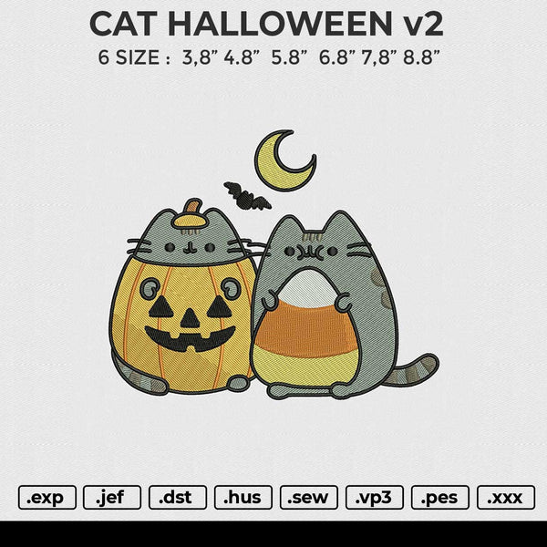 CAT HALLOWEEN v2 Embroidery File 6 size