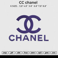 CC chanel Embroidery File 6 size