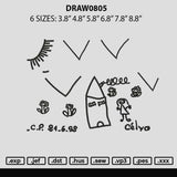 Draw0805 Embroidery File 6 sizes