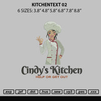 Kitchentext 02 Embroidery File 6 sizes