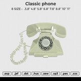 Classic phone Embroidery File 6 size