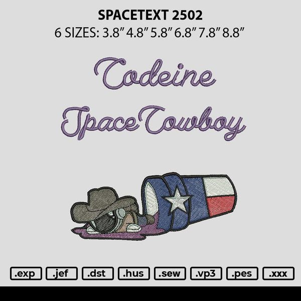 Spacetext 2502 Embroidery File 6 sizes