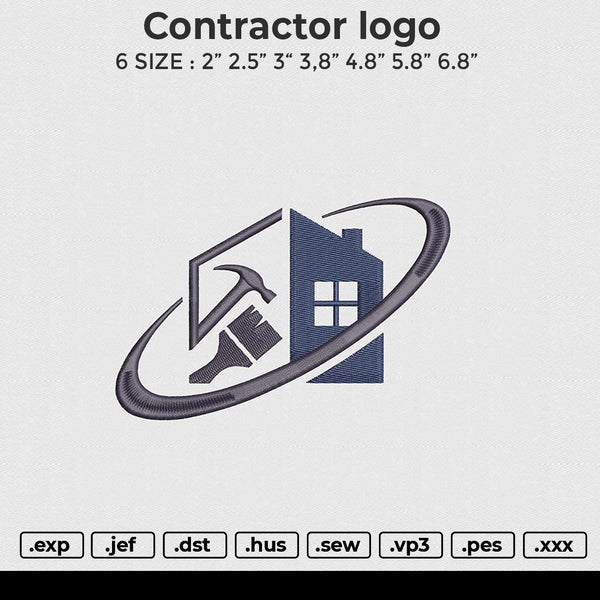Contractor Logo Embroidery File 6 size