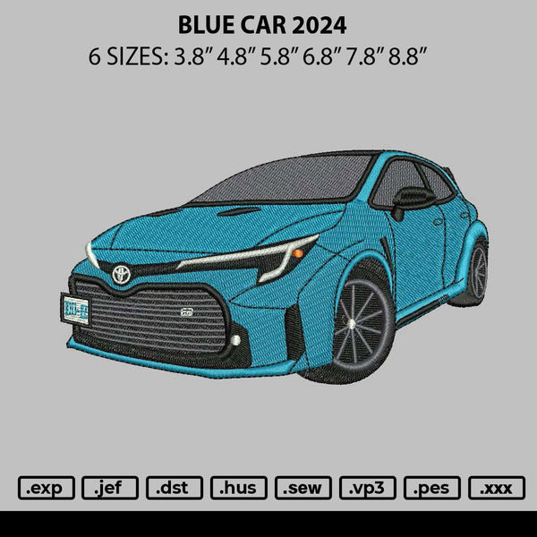 Blue Car 2024 Embroidery File 6 sizes