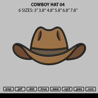 Cowboy Hat 04 Embroidery File 6 sizes