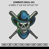 Cowboys Skull 2407 Embroidery File 6 sizes