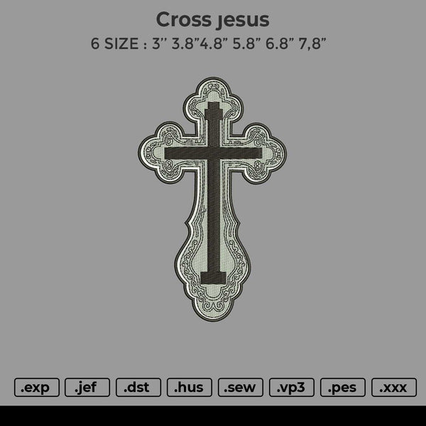 Cross Jesus Embroidery File 6 size